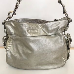 Coach Zoe purse in metallic silver